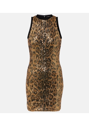 Roberto Cavalli Sequined leopard-print minidress
