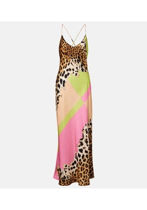 Roberto Cavalli Printed silk slip dress