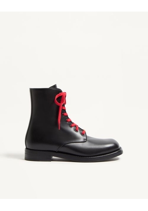 Valentino Garavani Punx Calfskin Combat Boot Man BLACK 39