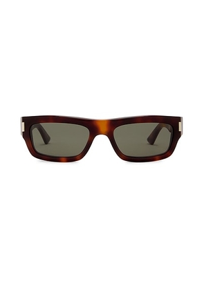 Saint Laurent Rectangular Sunglasses in Havana & Grey - Brown. Size all.