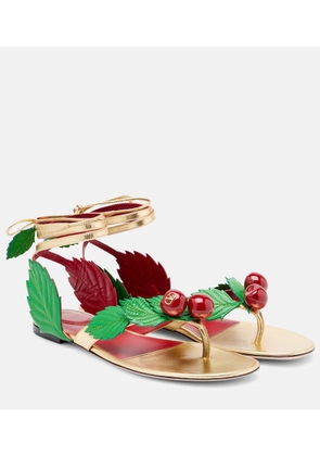 Valentino Garavani Cherryfic metallic leather thong sandals