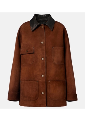 Prada Leather-trimmed suede field jacket