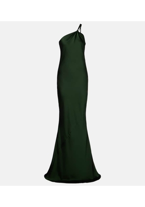 Norma Kamali One-shoulder satin gown