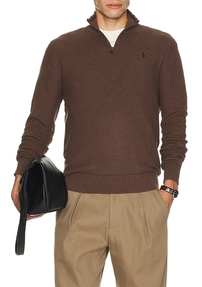 Polo Ralph Lauren 1/2 Zip Sweater Pullover in Nutmeg Brown Heather - Brown. Size L (also in M, S, XS, XXL/2X).