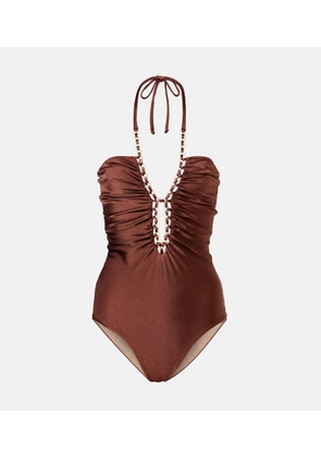 Adriana Degreas Solid Chain halterneck swimsuit