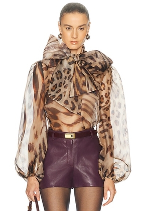Retrofete Peregrine Blouse in Melting Animal Print - Multi. Size S (also in XS).