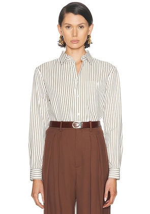Saint Laurent Long Sleeve Shirt in Craie & Kaki Dore - White. Size 34 (also in 36, 38, 40, 42).