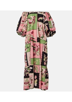 Adriana Degreas Printed off-shoulder cotton maxi dress