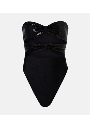 Adriana Degreas Cutout sequined swimsuit