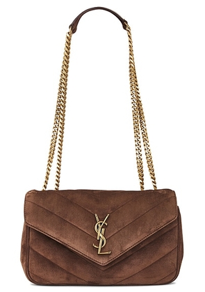 Saint Laurent Small Loulou Chain Bag in Bark Brown - Brown. Size all.