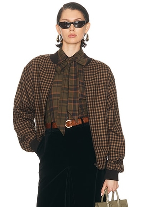 Saint Laurent Bomber Jacket in Beige Noir Multicolore - Black. Size 34 (also in 36, 40).