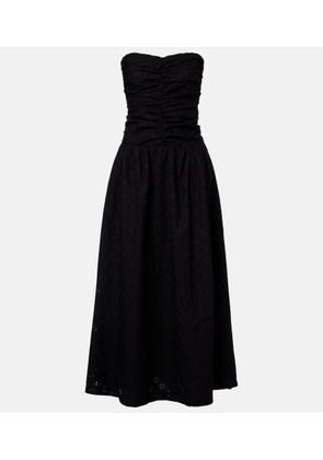 Faithfull Lia broderie anglaise ruched maxi dress