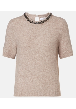 Velvet Briana embellished wool-blend top