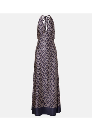 Faithfull Elidia printed open-back satin maxi dress