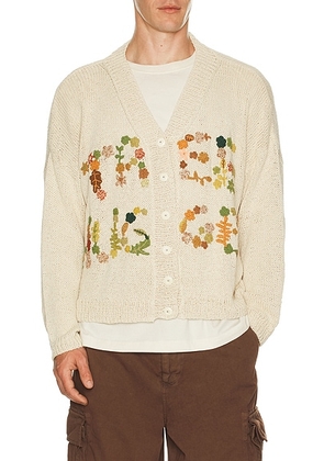 Story mfg. Sunwell Knit Cardigan in Ecru Tree Hugger - White. Size L (also in M, S).