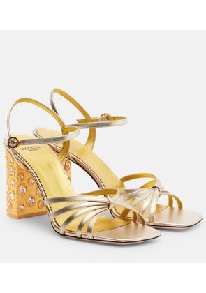 Valentino Garavani 90 embellished metallic leather sandals