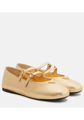 Prada Metallic leather Mary Jane flats