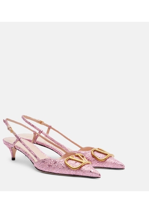 Valentino Garavani VLogo cloque jacquard slingback pumps