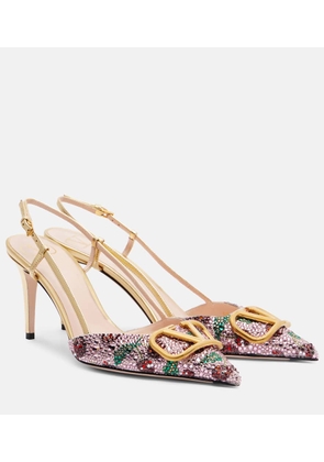 Valentino Garavani VLogo 80 embellished leather slingback pumps