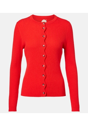 Jardin des Orangers Ribbed-knit scalloped wool and cashmere cardigan