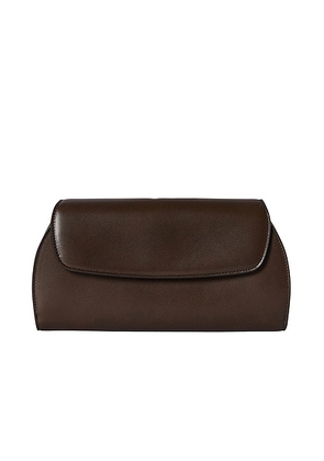 The Row Curved Clutch in Dark Brown ANS - Chocolate. Size all.