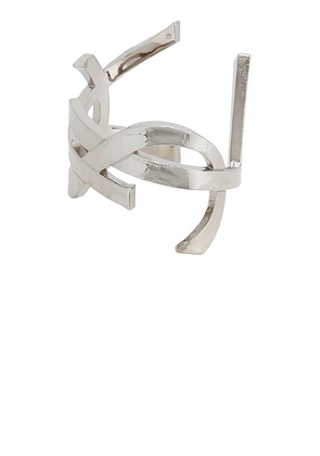 Saint Laurent Cassandre Cuff in Argent Oxyde - Metallic Silver. Size M (also in ).
