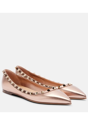 Valentino Garavani Rockstud metallic leather ballet flats