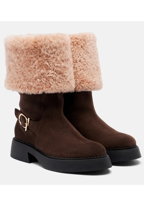 Ferragamo Zaki shearling-lined suede knee-high boots