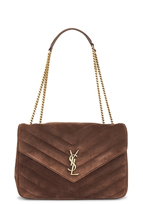 Saint Laurent Large Loulou Chain Bag in Bark Brown - Brown. Size all.