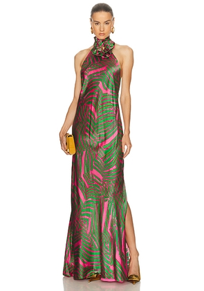 SILVIA TCHERASSI Tila Dress in Pink & Green Abstract - Pink. Size L (also in XS).
