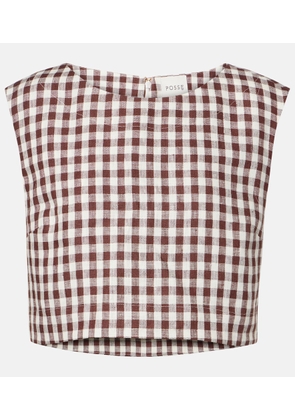 Posse Martina gingham linen crop top