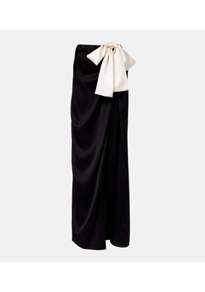 Saint Laurent Bow-detail silk charmeuse maxi skirt
