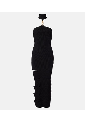 Balmain Cutout ribbed-knit gown