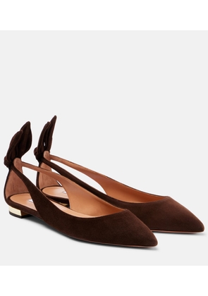 Aquazzura Bow Tie suede ballet flats