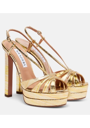 Aquazzura Aimee 130 metallic leather platform sandals