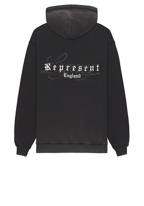 REPRESENT Legacy Overprint Hoodie in Vintage Black - Black. Size L (also in M, XL/1X).
