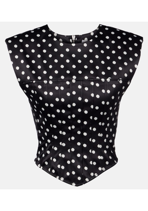 Ganni Polka-dot satin corset top