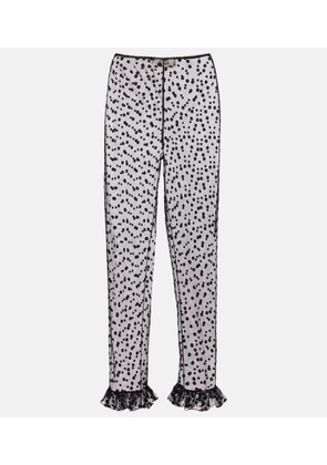 Chloe Polka-dot cotton-blend tulle straight pants