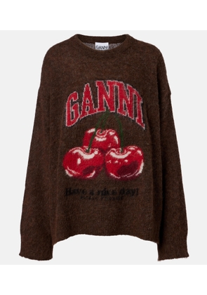 Ganni Printed alpaca and wool-blend sweater
