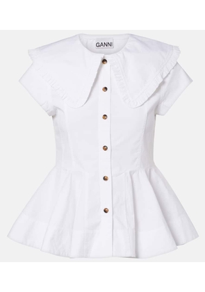 Ganni Ruffled cotton-blend shirt