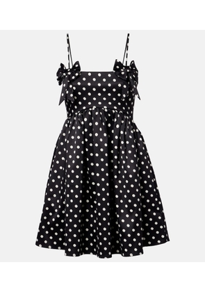Ganni Bow-detail polka-dot satin minidress