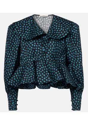 Chloe Polka-dot peplum silk jacquard top