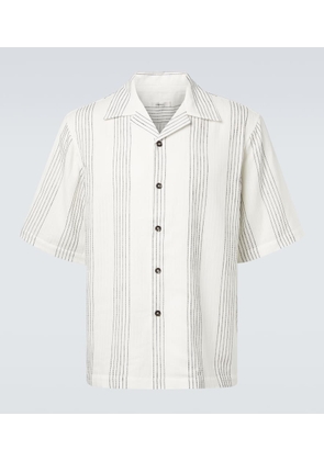 Commas Kantha striped cotton bowling shirt