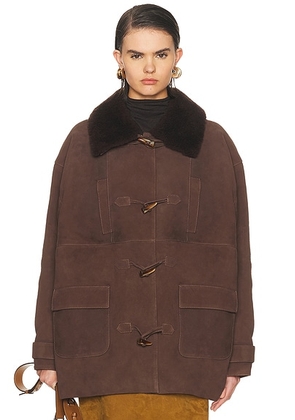 SIEDRES Theo Coat in Brown - Brown. Size L (also in XS, S, M).