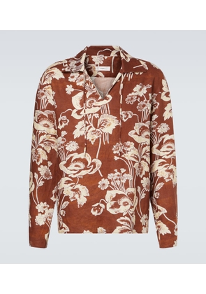 Commas Floral tie-neck linen shirt