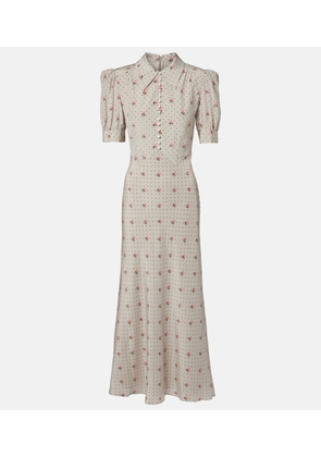 Alessandra Rich Floral polka-dot silk maxi dress