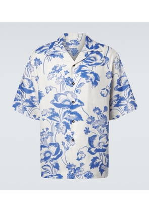 Commas Floral linen bowling shirt