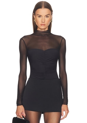 SEROYA Fede Bodysuit in Black - Black. Size L (also in M, S, XL, XS).