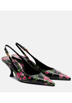 Dolce&Gabbana Lollo 60 floral leather slingback pumps