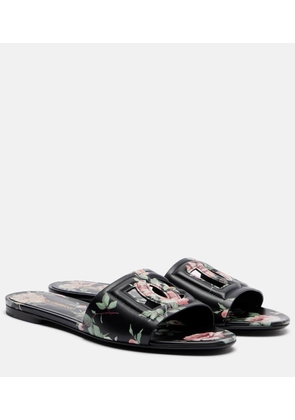 Dolce&Gabbana DG floral leather slides